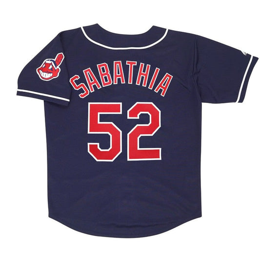 Cleveland Indians Cc Sabathia Alt W Patch MLB jersey front view