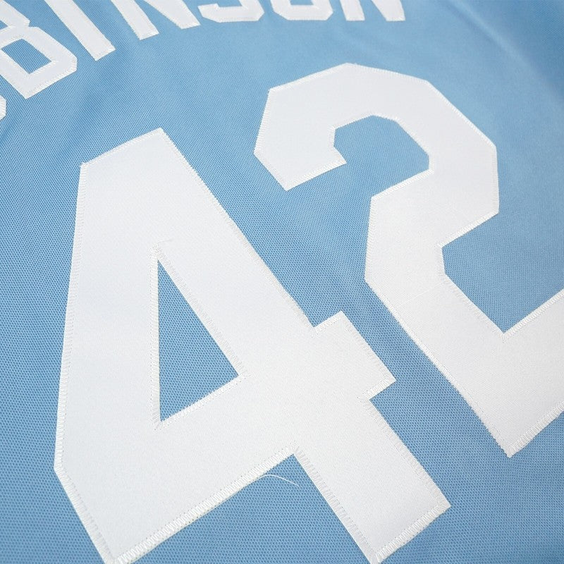 Jackie Robinson Brooklyn Dodgers Cooperstown Blue Away Throwback Jersey jersey front view