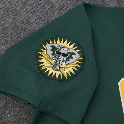 Oakland Athletics Jason Giambi W Jackie 50th MLB jersey front view