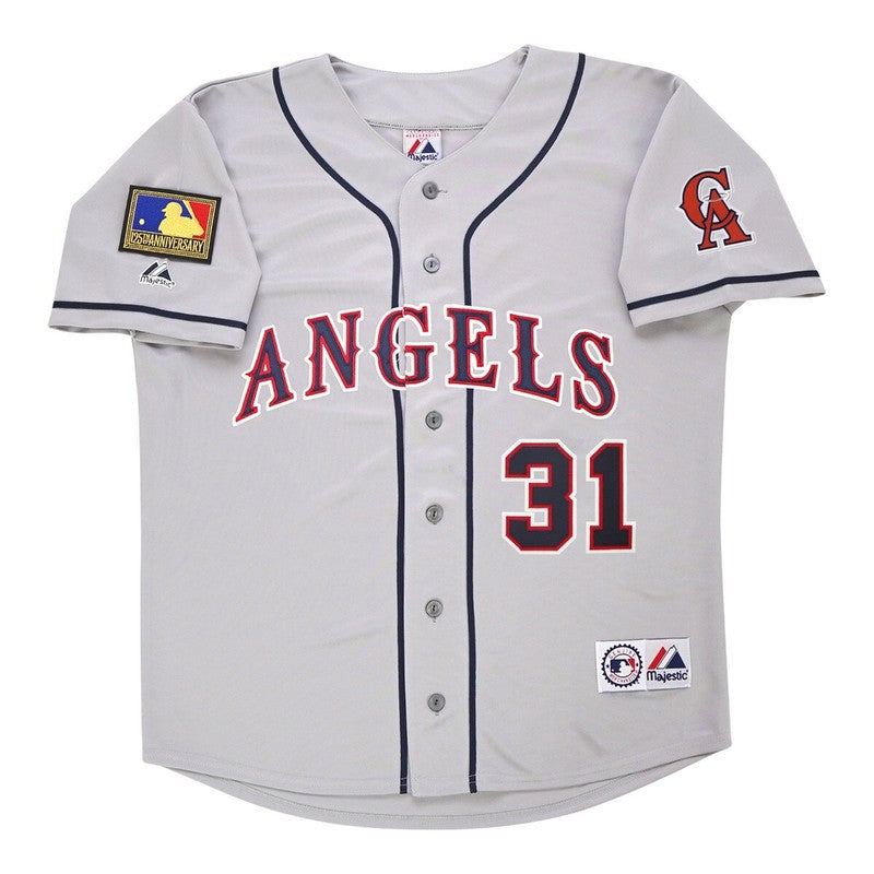 Chuck Finley 1994 California Angels Grey Road Jersey W 125Th Patch jersey front view