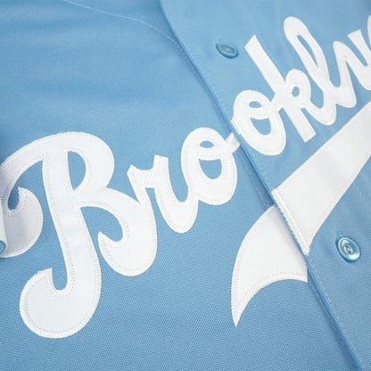 Jackie Robinson Brooklyn Dodgers Cooperstown Blue Away Throwback Jersey jersey front view
