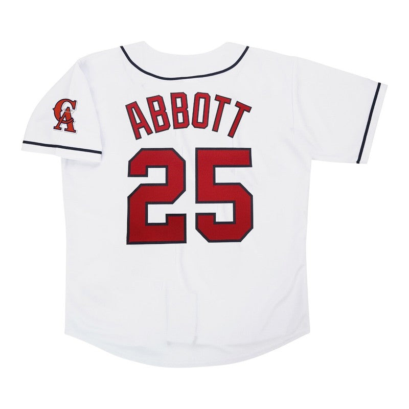 Jim Abbott California Angels Home White Throwback Jersey W Team Patch jersey front view
