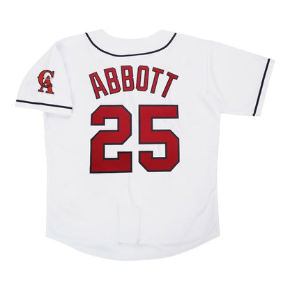 Jim Abbott California Angels Home White Throwback Jersey W Team Patch jersey front view