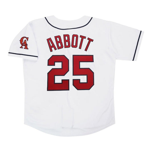 Jim Abbott California Angels Home White Throwback Jersey W Team Patch jersey front view