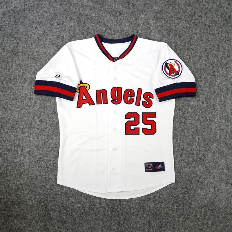 Jim Edmonds California Angels Cooperstown Home White Throwback Jersey jersey front view