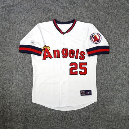 Jim Edmonds California Angels Cooperstown Home White Throwback Jersey jersey front view