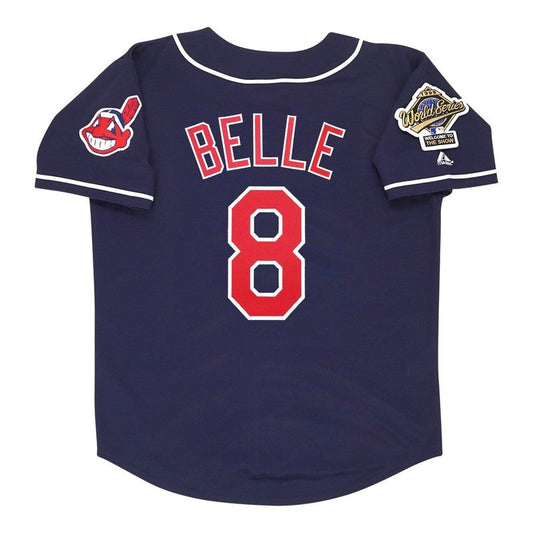 Cleveland Indians Albert Belle Alt World Series MLB jersey front view