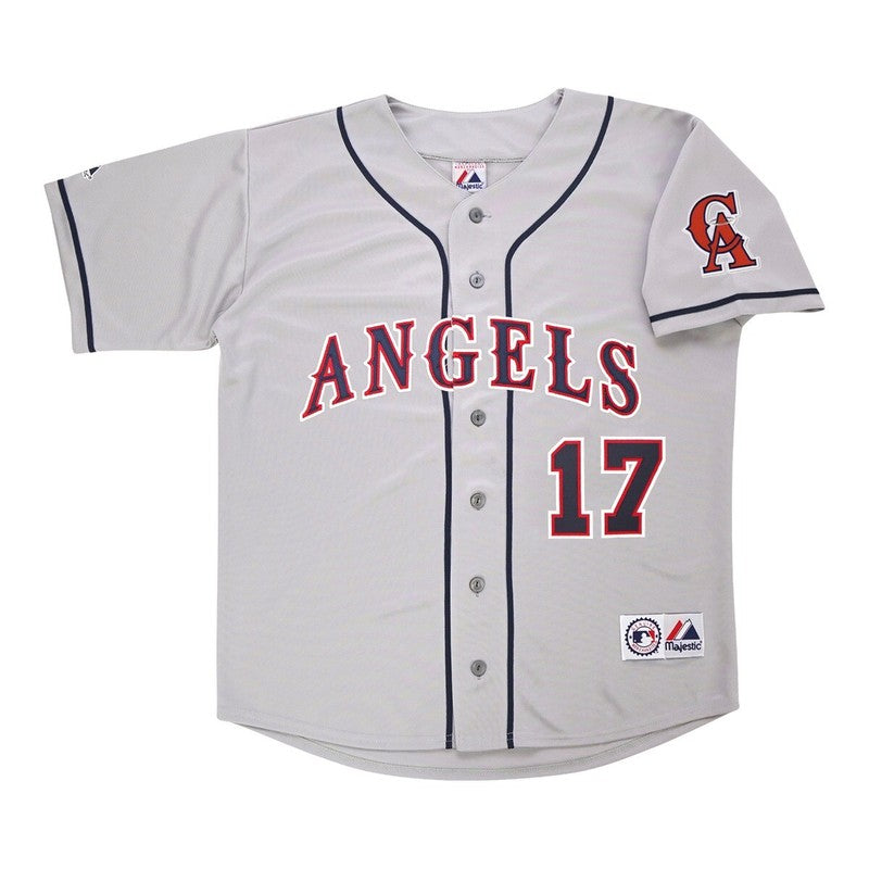 Darin Erstad California Angels Grey Road Throwback Jersey W Team Patch jersey front view