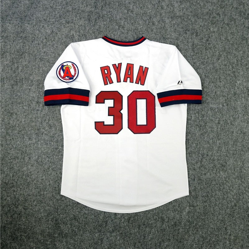 Nolan Ryan California Angels Cooperstown Home White Throwback Jersey jersey front view