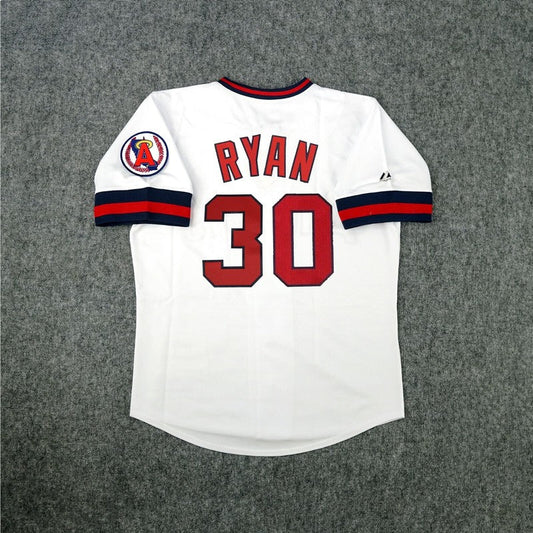 Nolan Ryan California Angels Cooperstown Home White Throwback Jersey jersey front view