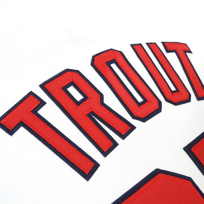 Mike Trout California Angels Cooperstown Home White Throwback Jersey jersey front view