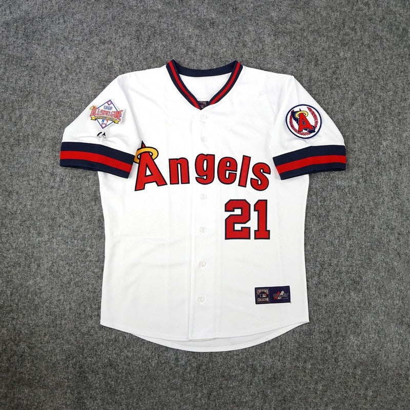 Wally Joyner California Angels 1989 All Star Cooperstown Home White Jersey jersey front view