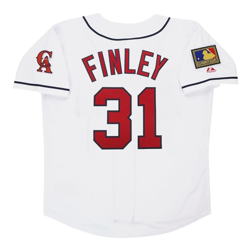 Chuck Finley 1994 California Angels Home White Jersey W 125Th Patch jersey front view