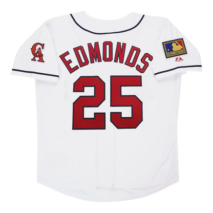 Jim Edmonds 1994 California Angels Home White Jersey W 125Th Patch jersey front view