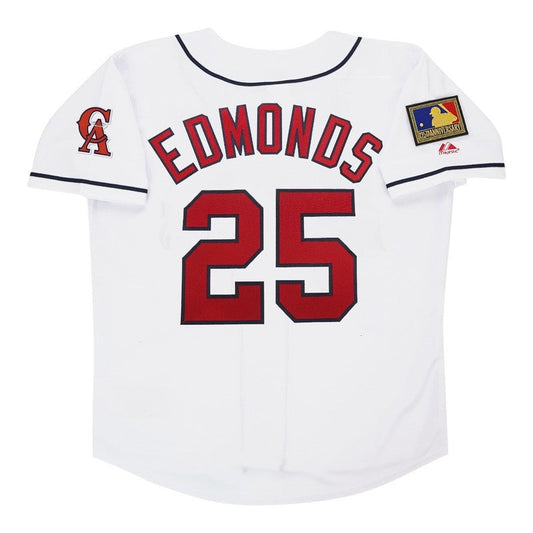 Jim Edmonds 1994 California Angels Home White Jersey W 125Th Patch jersey front view