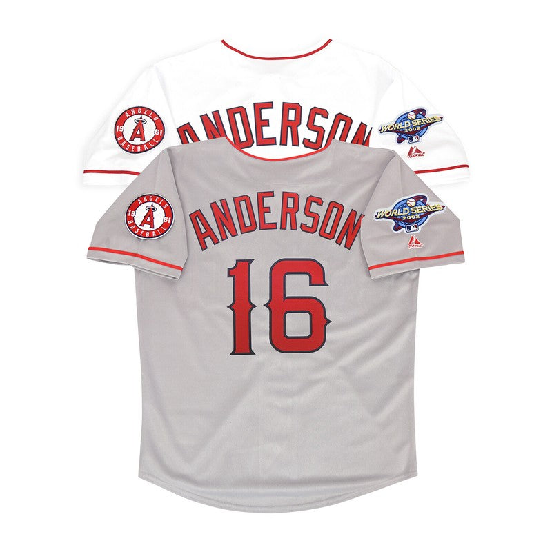 Garret Anderson 2002 Anaheim La Angels World Series Home Road Jersey jersey front view