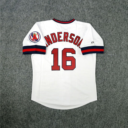 Garret Anderson California Angels Cooperstown Home White Throwback Jersey jersey front view