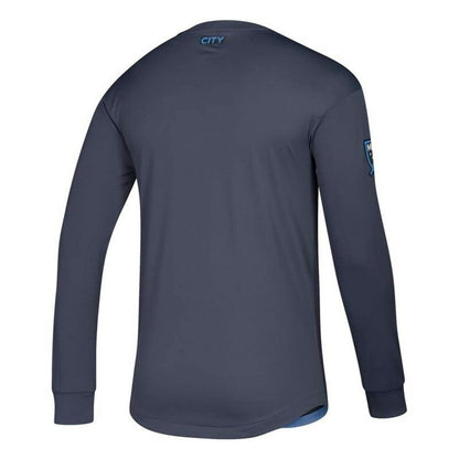 New York City Fc Navy Blue On Field Long Sleeve Jersey jersey front view