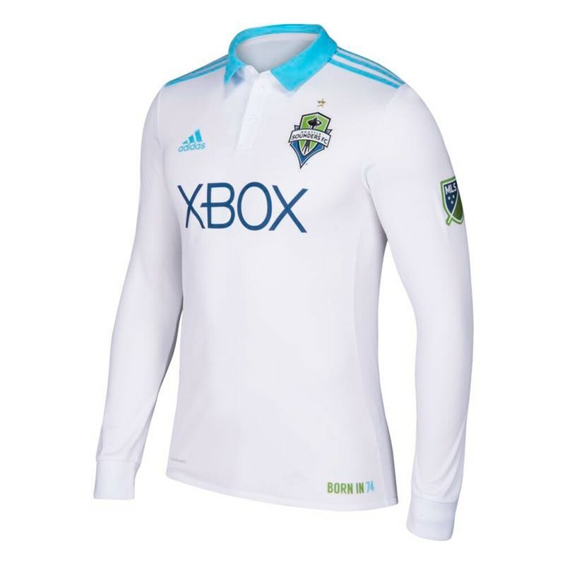 Seattler Sounders Fc White On Field Long Sleeve Jersey jersey front view