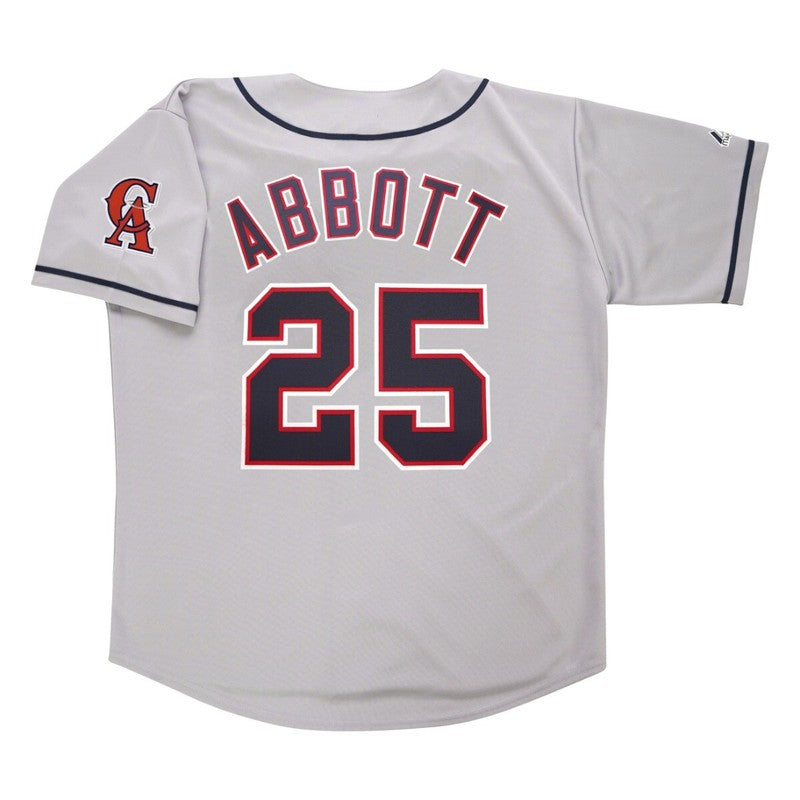 Jim Abbott California Angels Grey Road Throwback Jersey W Team Patch jersey front view