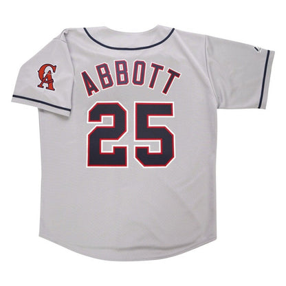 Jim Abbott California Angels Grey Road Throwback Jersey W Team Patch jersey front view