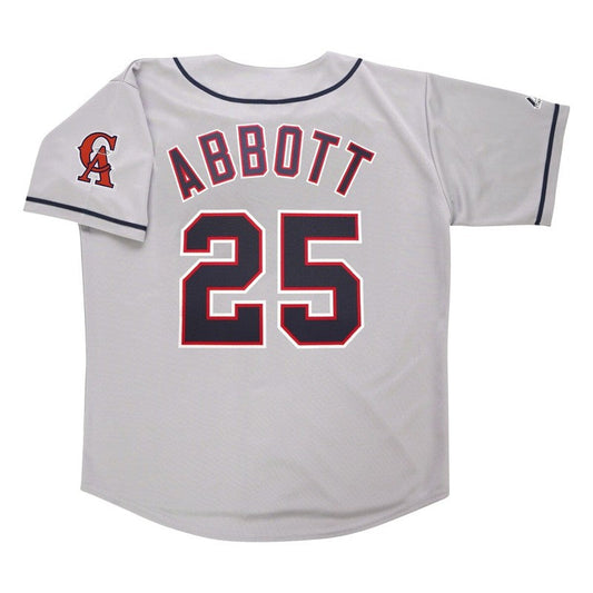 Jim Abbott California Angels Grey Road Throwback Jersey W Team Patch jersey front view