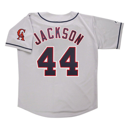 Reggie Jackson California Angels Grey Road Throwback Jersey W Team Patch jersey front view