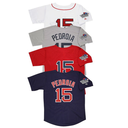 Boston Red Sox Dustin Pedroia World Series Homeroadalt MLB jersey front view