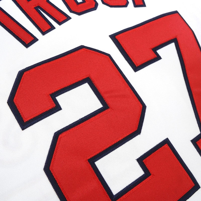 Mike Trout California Angels Cooperstown Home White Throwback Jersey jersey front view