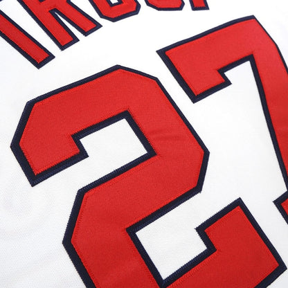 Mike Trout California Angels Cooperstown Home White Throwback Jersey jersey front view