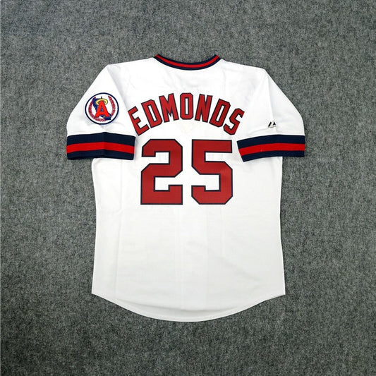 Jim Edmonds California Angels Cooperstown Home White Throwback Jersey jersey front view