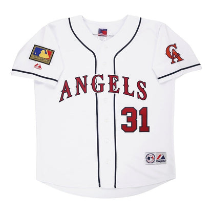 Chuck Finley 1994 California Angels Home White Jersey W 125Th Patch jersey front view