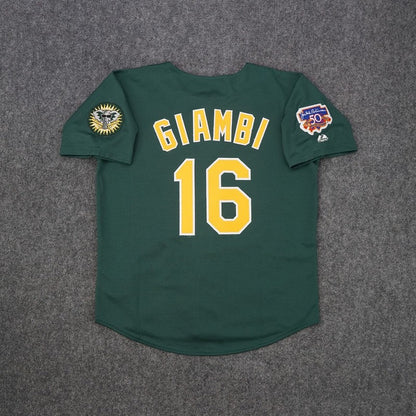 Oakland Athletics Jason Giambi W Jackie 50th MLB jersey front view