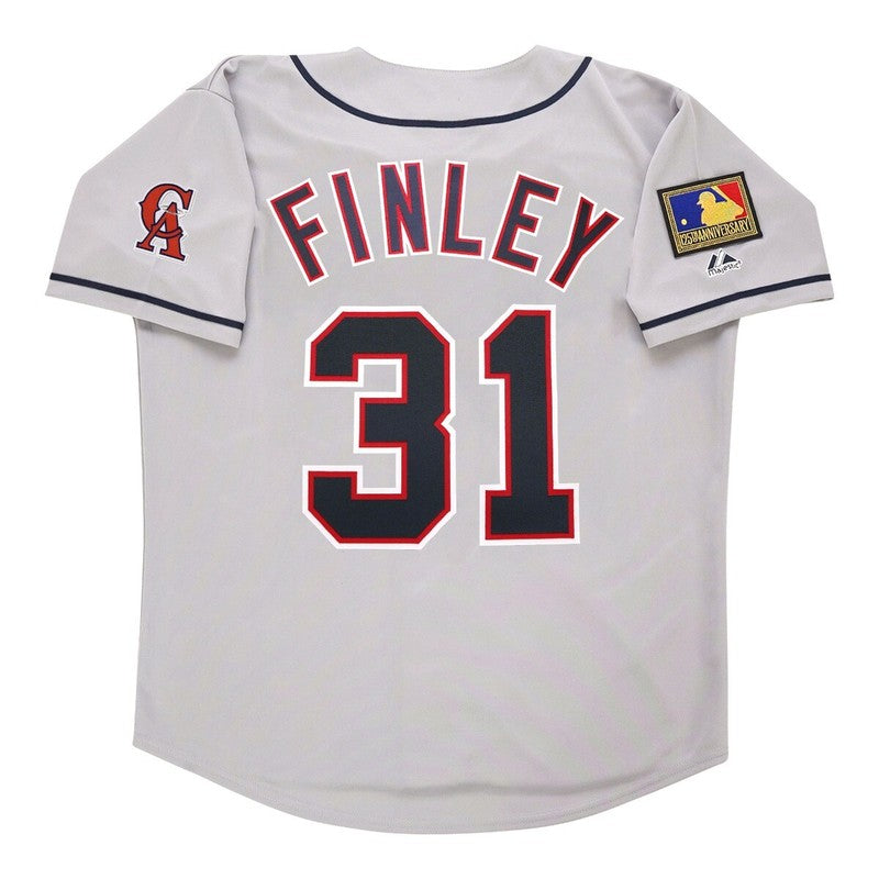 Chuck Finley 1994 California Angels Grey Road Jersey W 125Th Patch jersey front view