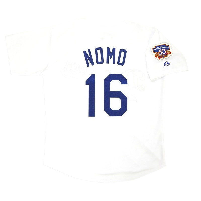 Los Angeles Dodgers Hideo Nomo W Jackie 50th MLB jersey front view