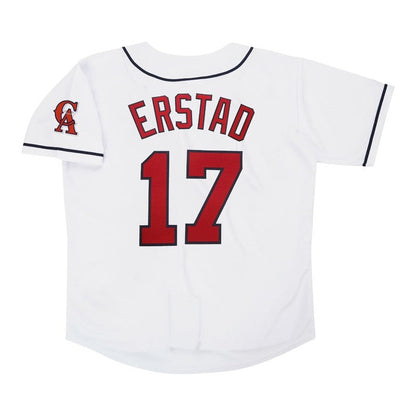 Darin Erstad California Angels Home White Throwback Jersey W Team Patch jersey front view