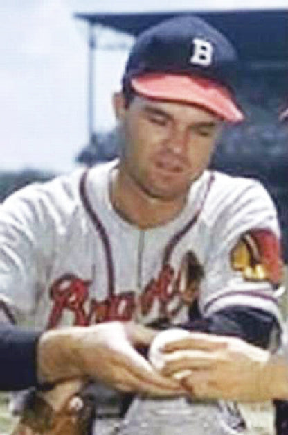 Johnny Sain Boston Braves 1950 Away Throwback Baseball Jersey jersey front view