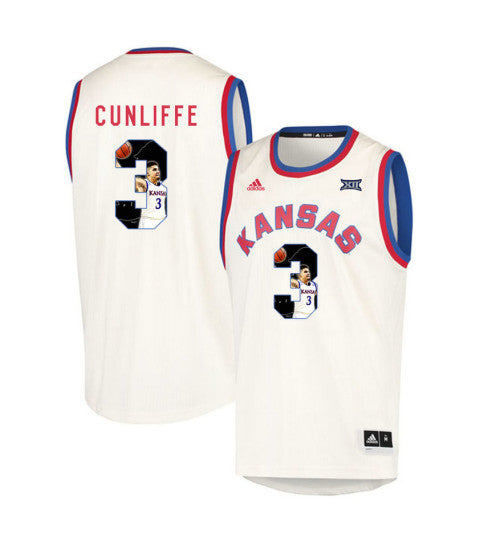 Kansas Jayhawks 3 Sam Cunliffe College Basketball Jersey Cream | Stitched Jersey RTJS 3831