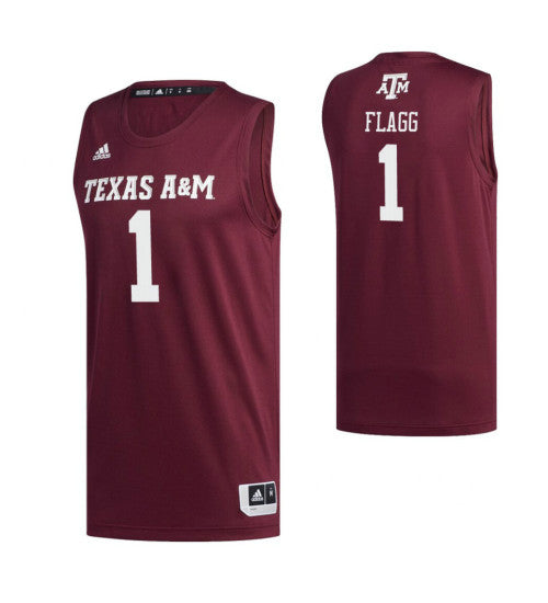 Texas Aampm Aggies Savion Flagg #1 Maroon stitched throwback college basketball jersey