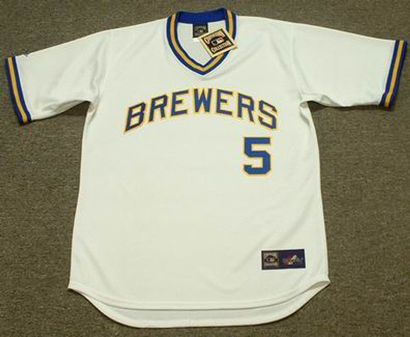 GS MB Milwaukee 1975 Cooperstown Throwback Home Stitched Jersey, Vintage Baseball Jersey, Retro Sewn Jersey