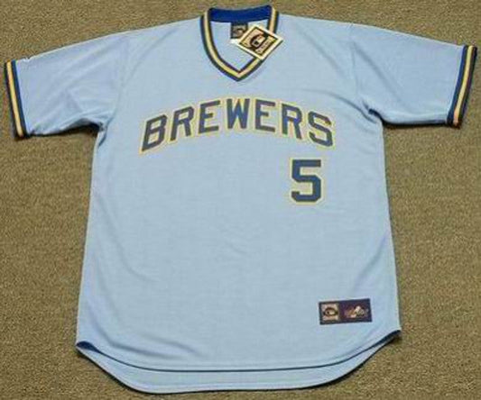 GS MB Milwaukee 1975 Cooperstown Throwback Away Stitched Jersey, Vintage Baseball Jersey, Retro Sewn Jersey