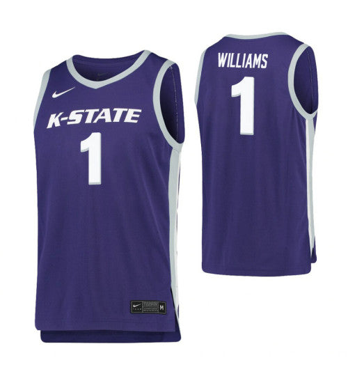 Williams Kansas State Wildcats Shaun Purple stitched throwback college basketball jersey
