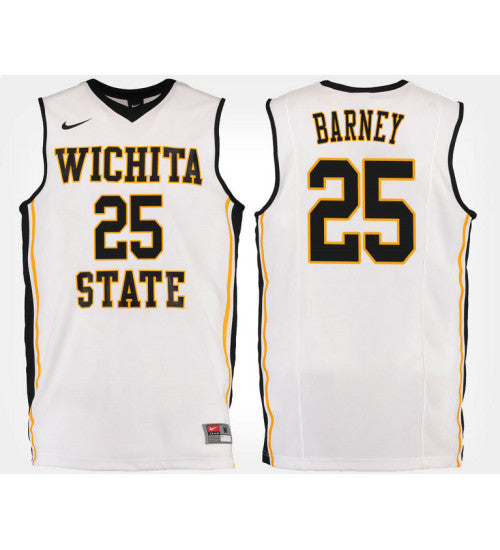 Wichita State Shockers 25 Brett Barney White Road College Basketball Jersey | Stitched Jersey RTJS 5940