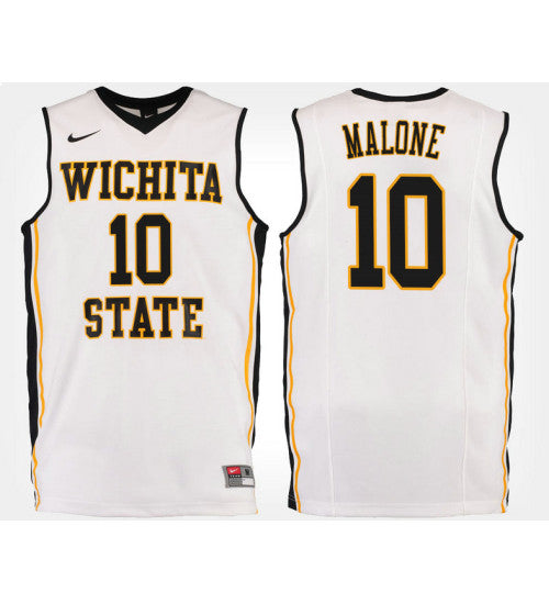 Malone Road Wichita State Shockers Kaelen #10 White stitched throwback college basketball jersey