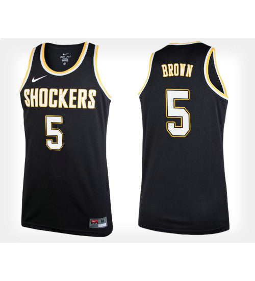 Wichita State Shockers 5 Rod Brown Black Alternate College Basketball Jersey | Stitched Jersey RTJS 5933