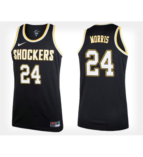 Morris Alternate Wichita State Shockers Shaquille #24 Black stitched throwback college basketball jersey