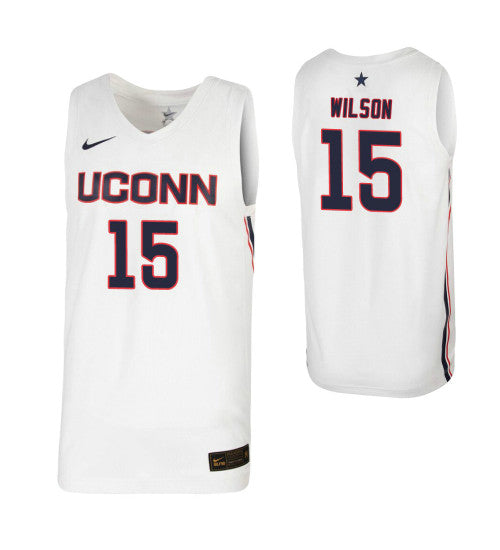 Uconn Huskies Sidney Wilson #15 White stitched throwback college basketball jersey