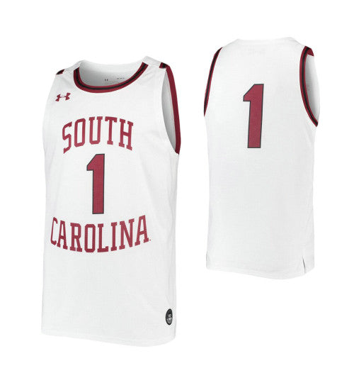 South Carolina Gamecocks South Carolina Gamecocks Jersey #1 White stitched throwback college basketball jersey