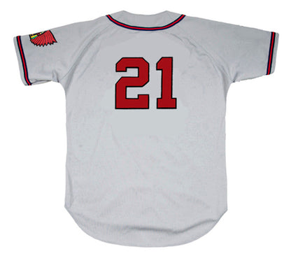 Warren Spahn Milwaukee Braves 1955 Away Throwback Baseball Jersey jersey front view