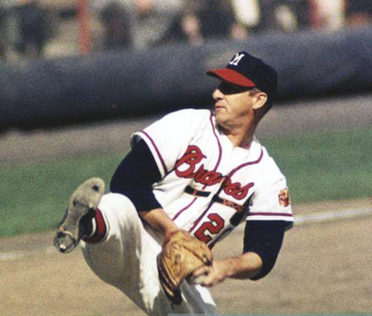 Warren Spahn Milwaukee Braves 1957 Home Throwback Baseball Jersey jersey front view